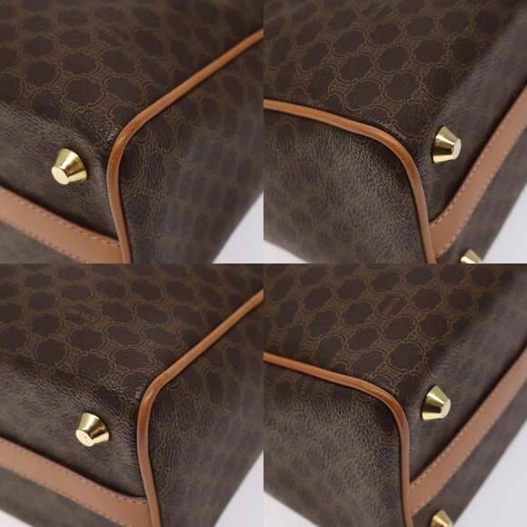 CELINE Macadam Canvas Hand Bag Pvc Leather Brown Gold - Picture 10 of 12